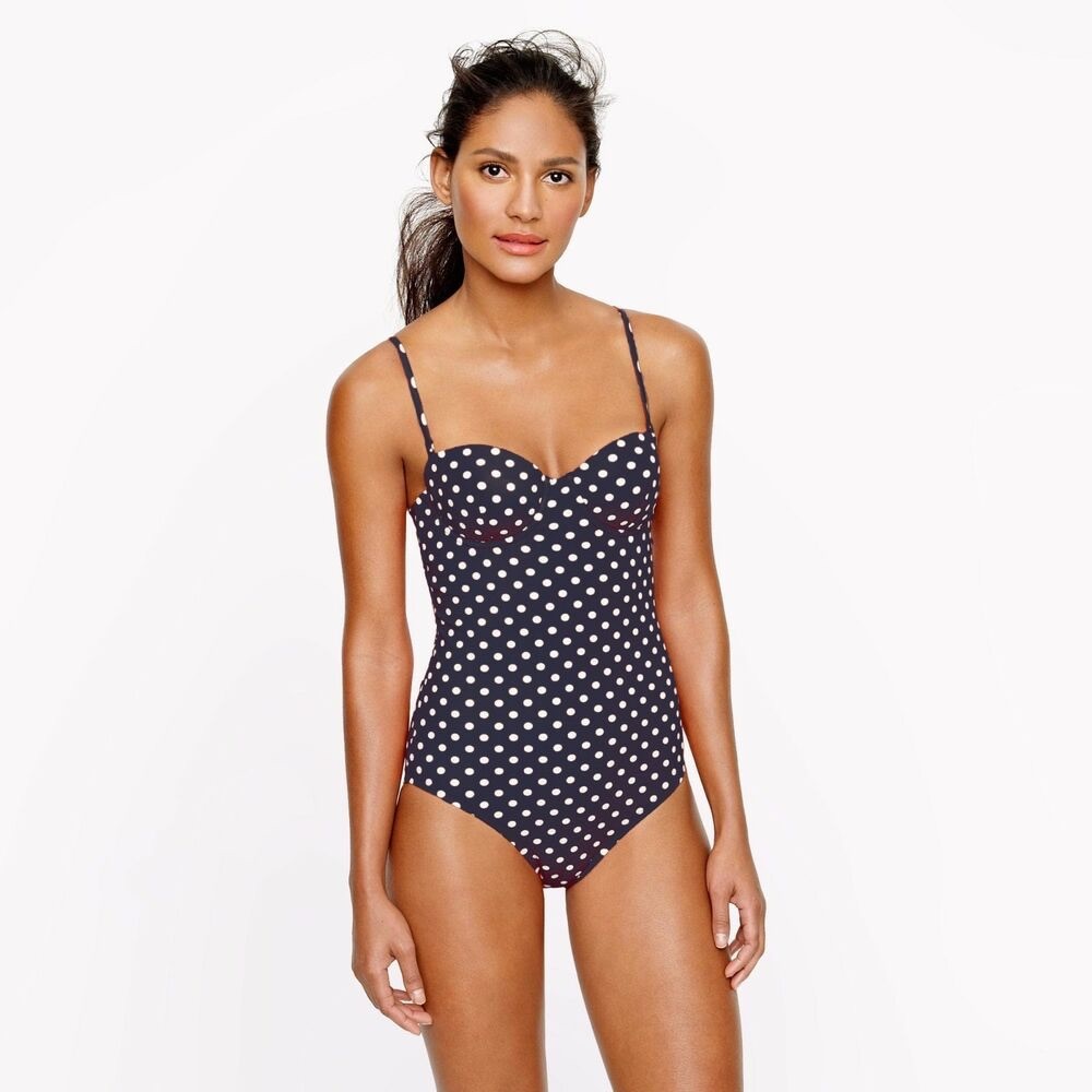 J.Crew Navy and White Underwire Swimsuit